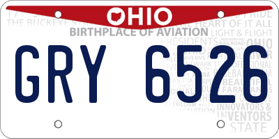 OH license plate GRY6526
