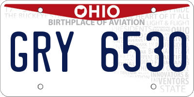 OH license plate GRY6530