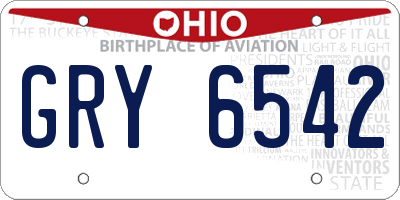 OH license plate GRY6542