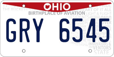 OH license plate GRY6545