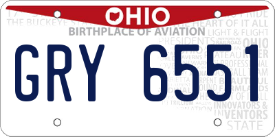 OH license plate GRY6551