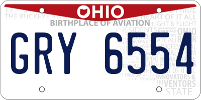 OH license plate GRY6554