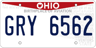 OH license plate GRY6562