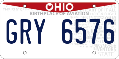 OH license plate GRY6576