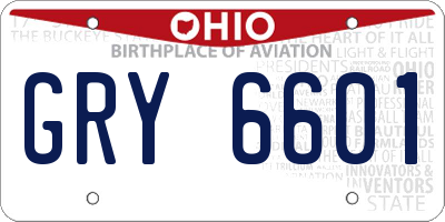 OH license plate GRY6601