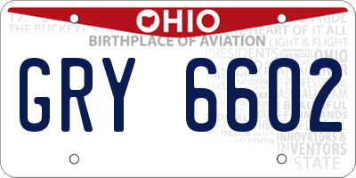 OH license plate GRY6602