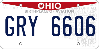 OH license plate GRY6606