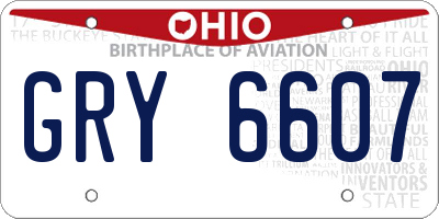 OH license plate GRY6607