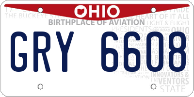 OH license plate GRY6608