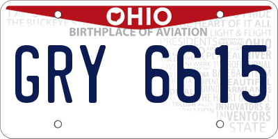 OH license plate GRY6615