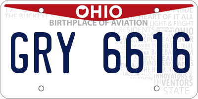 OH license plate GRY6616