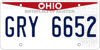 OH license plate GRY6652