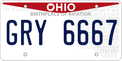 OH license plate GRY6667