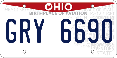 OH license plate GRY6690