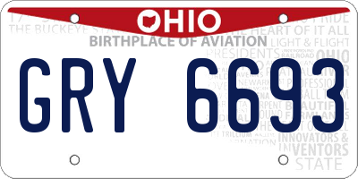 OH license plate GRY6693