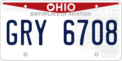 OH license plate GRY6708