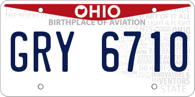 OH license plate GRY6710