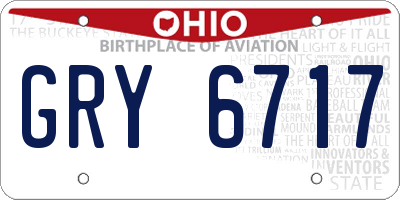 OH license plate GRY6717