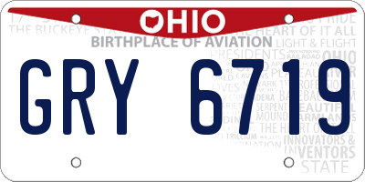 OH license plate GRY6719