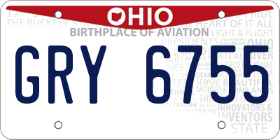 OH license plate GRY6755