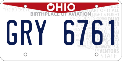 OH license plate GRY6761