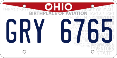 OH license plate GRY6765