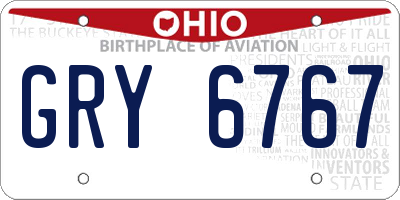 OH license plate GRY6767