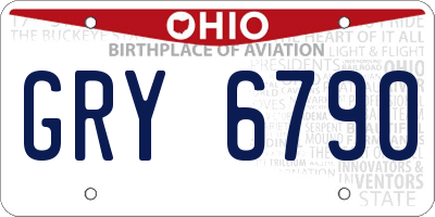 OH license plate GRY6790