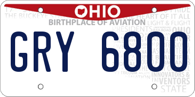 OH license plate GRY6800