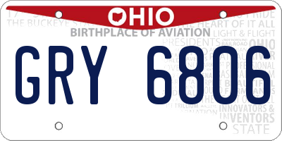 OH license plate GRY6806
