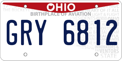 OH license plate GRY6812