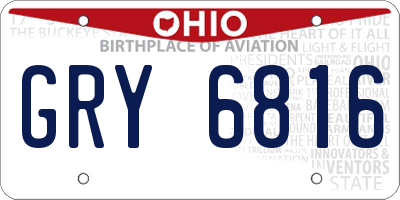 OH license plate GRY6816