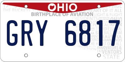 OH license plate GRY6817