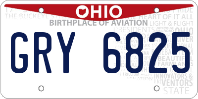 OH license plate GRY6825