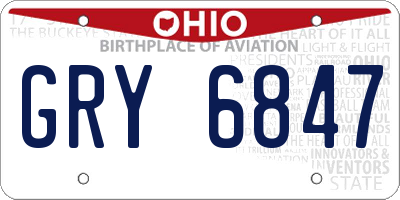 OH license plate GRY6847