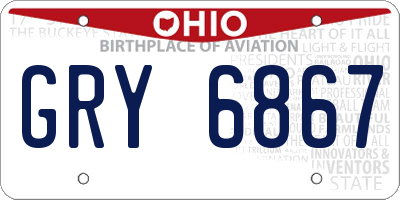 OH license plate GRY6867