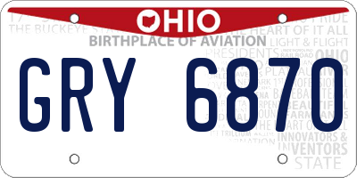 OH license plate GRY6870