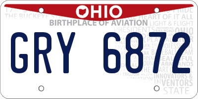 OH license plate GRY6872