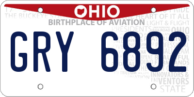 OH license plate GRY6892