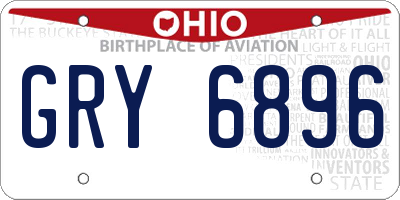 OH license plate GRY6896
