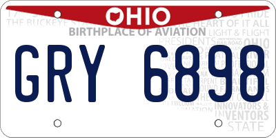 OH license plate GRY6898