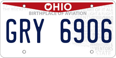 OH license plate GRY6906