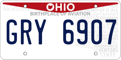 OH license plate GRY6907