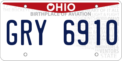 OH license plate GRY6910