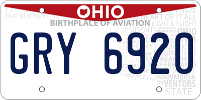 OH license plate GRY6920