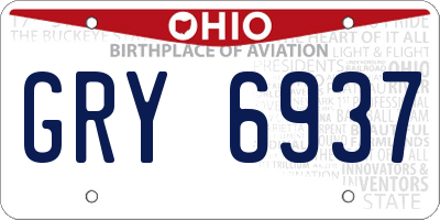 OH license plate GRY6937