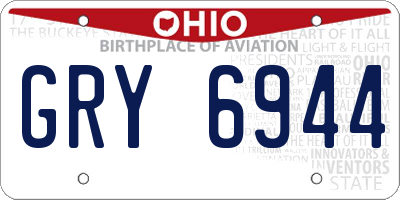 OH license plate GRY6944