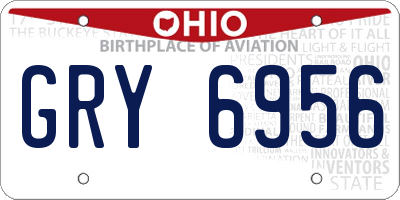 OH license plate GRY6956