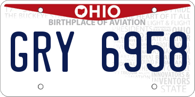 OH license plate GRY6958