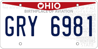 OH license plate GRY6981